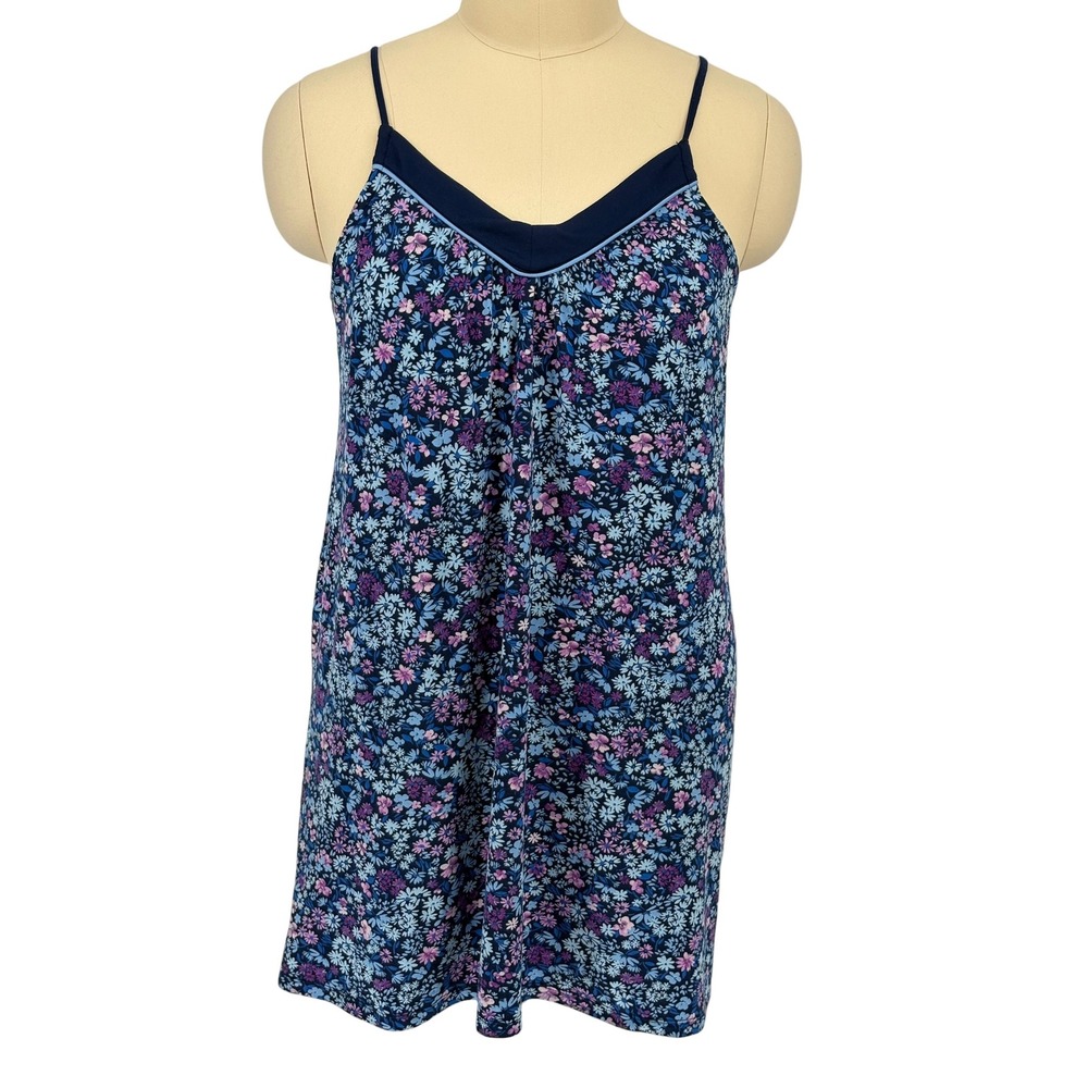 Joyspun Nightgown Blue Floral V-Neck Adjustable Strap Sleepwear XL